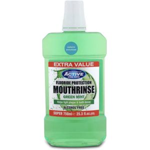 Active Oral Care Fluoride Protection Green Mint Mouthwash 750 ml