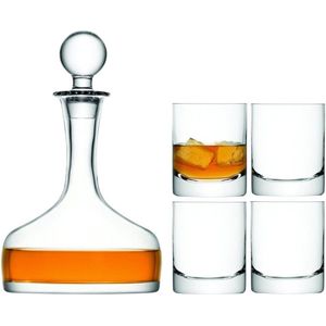 L.S.A. Bar - Whiskeyset - Karaf incl. 4 Glazen - Transparant - Glas