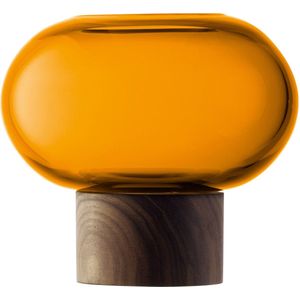 L.S.A. Oblate Vaas - Helder Glas - Bolvormig Design - Hout
