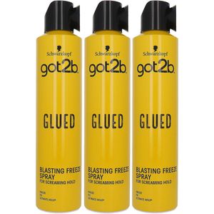 Schwarzkopf - Got2b Glued Blasting Freeze Hairspray - 300 ml - Set van 3