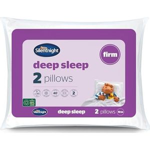 Silentnight Diepe slaap, stevige kussens, set van 2, stevige ondersteuning, zijslaapkussens met vezelkern voor stevigere ondersteuning, comfortabel bedkussen, ondersteunend en hypoallergeen, 2 stuks,