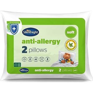 Silentnight Anti-allergie zachte kussens, set van 2 stuks, zachte steunkussens met veerkrachtige vezels, ideaal voor voor- en buikslapers, hypoallergeen en machinewasbaar