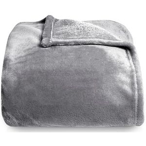 Silentnight Superzachte fleece deken - veelzijdige pluizige plaid voor bedbank en bank, gemaakt van warme, gezellige super zachte fleece - houtskool - XL 150 x 200 cm