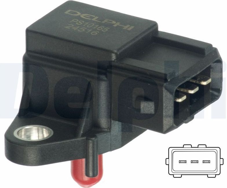DELPHI Sensoren OPEL,AUDI,BMW PS10165 1275170,046130385A,13622244674 Sensor, inlaatdruk ERR3561,6238332,90467558