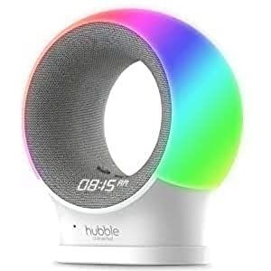 Hubble Eclipse intelligente baby-audio-monitor met nachtlampje in 7 kleuren, luidspreker met rustgevende muziek en slaaptracks, kamertemperatuursensor en slaaptrainer met wifi-verbinding