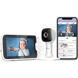 Hubble Connected Nursery Pal Cloud 5 inch babymonitor met camera, 2-weg communicatie, nachtlampje, surveillance camera's voor optimale beveiliging, babymonitor met camera en app, draadloos en nacht
