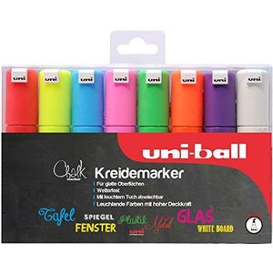 Uni-Ball 186408 - Chalk Marker PWE-8K, wigpunt, set van 8, 8 mm