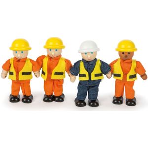 Tidlo Houten Poppetjes Bouwvakkers Set Van 4