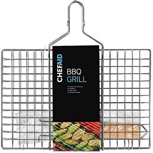 Chef Aid Barbecuerooster, zachte inklapbare handgreep, grillmand, ideaal voor vis, vlees en groenten 1E2136