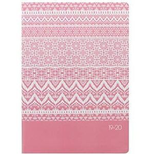LETTS schoolagenda Flexi Pattern Mix - Ikat A5 1 week op 2 pagina's meertalig Coral 2019/20