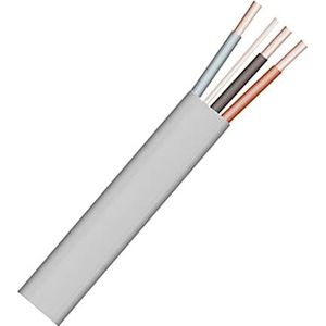 Merriway BH01439 1,0 mm platte 3-aderige kabel plus aarde 6243Y, 5 m, grijs/wit