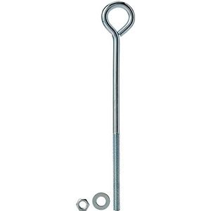 Bulk Hardware BH02816 oogbout M8 x 200 mm met moer en sluitring (verpakking à 2), wit, 2 stuks