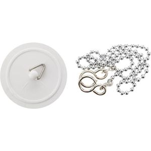 Merriway BH03432 45 mm badstop met 450 mm kogelketting-wit/verchroomd