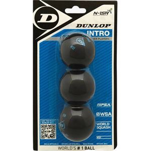 Dunlop INTRO - Squashballen Beginner - 3 Ballen - Zwart
