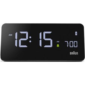 Braun BC21B - Wekker - Tafelklok - Digitaal - Qi laadstation - LCD Scherm - Zwart