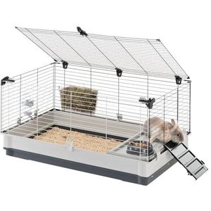 Ferplast Kooi voor Konijnen, KROLIK LARGE, Kooi voor Cavia's en Kleine Dieren, Inclusief Huis en Accessoires, 100 x 60 xh 50 cm.