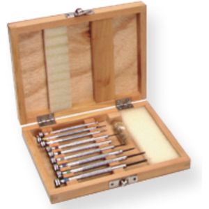 Horloge schroevendraaiers - Set van 9 - In houten kistje - EP - Met reserve stiften