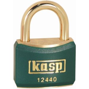 Kasp 124 Messing Hangslot - 40 Millimeter - Messing Beugel - Groen - KA24403 - Alike met sleutel