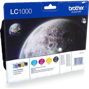 Brother LC1000VALBPDR inktcartridge 4 stuk(s) Origineel Zwart, Cyaan, Magenta, Geel