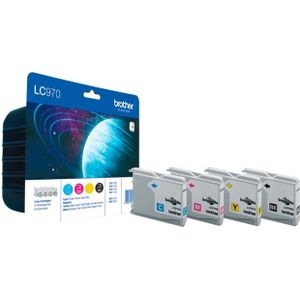 Brother LC-970VALBP multipack zwart + 3 kleuren Inktcartridge (origineel)