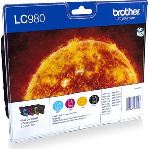 Inktpatroon Brother LC-980VALBP multipack zwart + 3 kleuren (origineel)