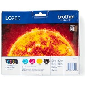 Brother LC-980VALBPDR inktcartridge 4 stuk(s) Origineel Zwart, Cyaan, Magenta, Geel