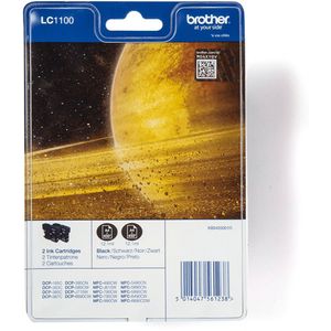 Brother - LC1100BKBP2 - Inkt - Zwart - Origineel - 2-Pack