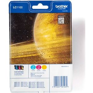Brother LC1100RBWBP inktcartridge 3 stuk(s) Origineel Cyaan, Magenta, Geel