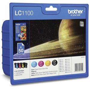 Brother LC-1100 Multipack (Opruiming 4 x 1-pack outlet) zwart en kleur (LC1100VALBP) - Inktcartridge - Origineel