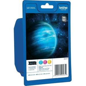 Brother LC1280XLRBWBPDR inktcartridge 3 stuk(s) Origineel Cyaan, Magenta, Geel