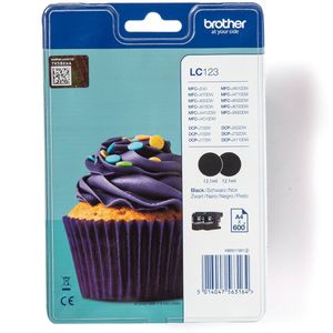 Brother LC123BKBP2 inktcartridge 2 stuk(s) Origineel Zwart