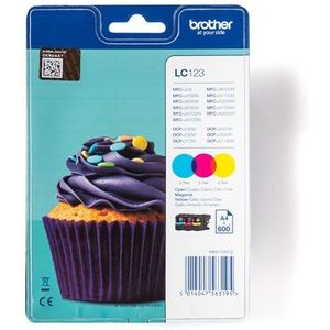 Brother LC123RBWBPDR inktcartridge 1 stuk(s) Origineel Cyaan, Magenta, Geel