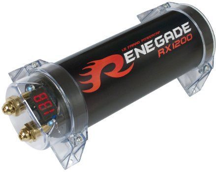 Renegade - RX1200 - Power Cap - 1,2 Farad - Buffercondensator voor Autostereo-installaties