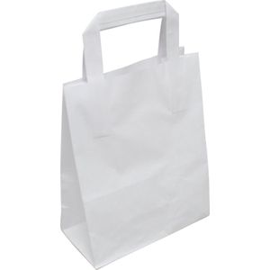 Neutraal 250 stuks Papieren draagtas platte handgreep buitenzijde Wit of Bruin kies uw maat - Product Kleur: Wit / Product Maat: 17,5x9,5