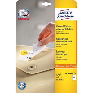Avery L4744REV-25 etiketten verwijderbaar 96 x 50,8 mm 250 stuks wit