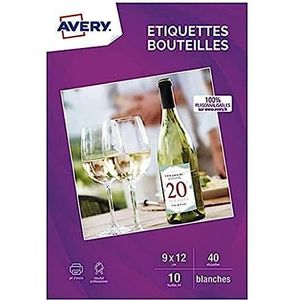 AVERY - Verpakking met 40 zelfklevende flessenetiketten, personaliseerbaar, bedrukbaar, formaat 120 x 90 mm, inkjetprinter,