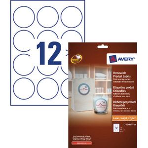 Avery - L7104REV-20 - Productetiketten - Ronde - Verwijderbaar - 12 Stuks per Vel