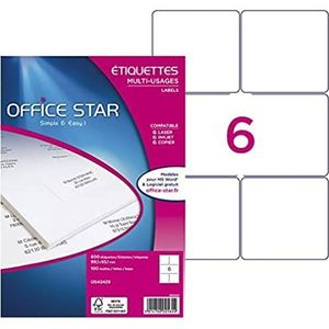 OFFICE STAR - verpakking met 600 multifunctionele etiketten, personaliseerbaar en bedrukbaar, formaat 99,1 x 93,1 mm, laserprinter/inkjetprinter, (OS43439)