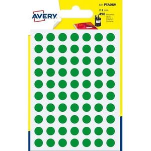 Avery PSA08V verpakking met 490 markeringspunten - diameter 8 mm - A6-vel - Groen