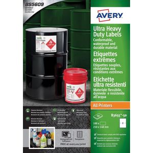 Etiket Avery B3655-50 148x210mm Polyethyleen Wit 100stuks