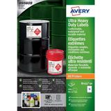 Avery B7173-50 Extra sterke lijm, ultra zware industriële waterdichte GHS-etiketten, 10 etiketten per A4-blad, wit