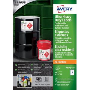 Avery - B7173-50 Etiketten - Wit - Polyethyleen - 99x57mm - 500 Stuks