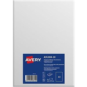 AVERY - Pack van 10 zelfklevende display-etiketten van polyethyleen, zelfklevend, personaliseerbaar, bedrukbaar, DIN A3 (420 x 297 mm), laser/inkjetdruk