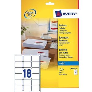 Avery - J8161-25 - Adresetiketten - Wit - 63,5 x 46,6 mm - 450 etiketten