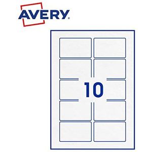 Avery - Verpakking met 100 rechthoekige zelfklevende etiketten, wit papier, formaat 80 x 50 mm, personaliseerbaar en bedrukbaar voor laser, inkjet en kopieerapparaat (PPW-80 x 50,Fr)