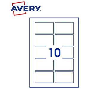 Avery - 100 etiketten, zelfklevend, rechthoekig, polyesterfolie, wit, formaat 80 x 50 mm, personaliseerbaar en bedrukbaar, laser en kopieerapparaat (FPL-80 x 50 mm)