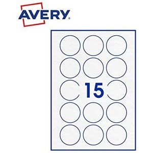 AVERY - Zak met 150 ronde zelfklevende etiketten, wit papier, diameter 51 mm, personaliseerbaar en bedrukbaar voor laser, inkjet en kopieerapparaat (PPW-51. Fr)