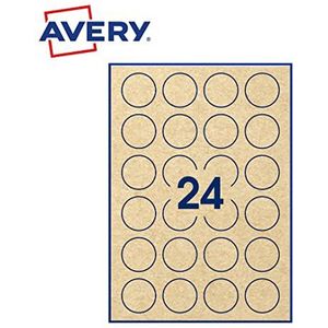 Avery - Verpakking met 240 ronde zelfklevende etiketten, bruin kraftpapier diameter 40 mm, personaliseerbaar en bedrukbaar voor lasers, inkjet en kopieerapparaat (PPK-40 Fr)