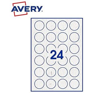 Avery - 240 etiketten, zelfklevend, rond, gerecycled wit papier, diameter 40 mm, personaliseerbaar en bedrukbaar, laserstraal en kopieerapparaat (Prp-40.Fr)