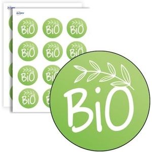 Avery - 140 zelfklevende ronde biologische etiketten - 35 mm - gerecycled papier - biologisch - 4 A4-vellen biologische stickers voor ondernemers, kleinzaken, biologische producten